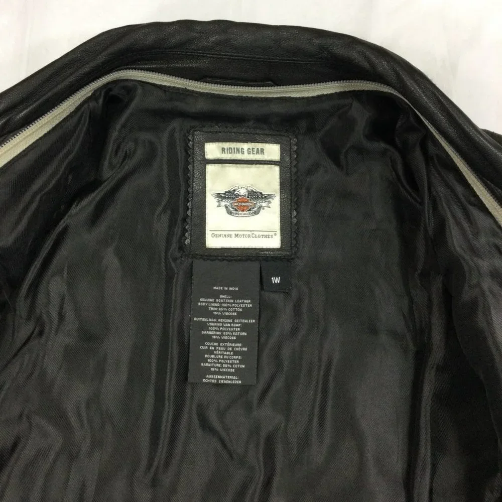 Harley Davidson Valley Motorcycle Jacket Black Leather Womens Size 1W 97166-13VW - Picture 5 of 12